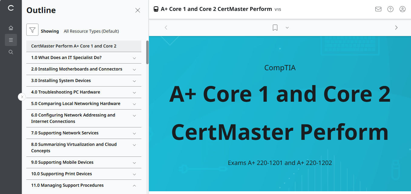 CompTIA A+ Core 1 & 2 CertMaster Perform (V15) (4 Month Access)