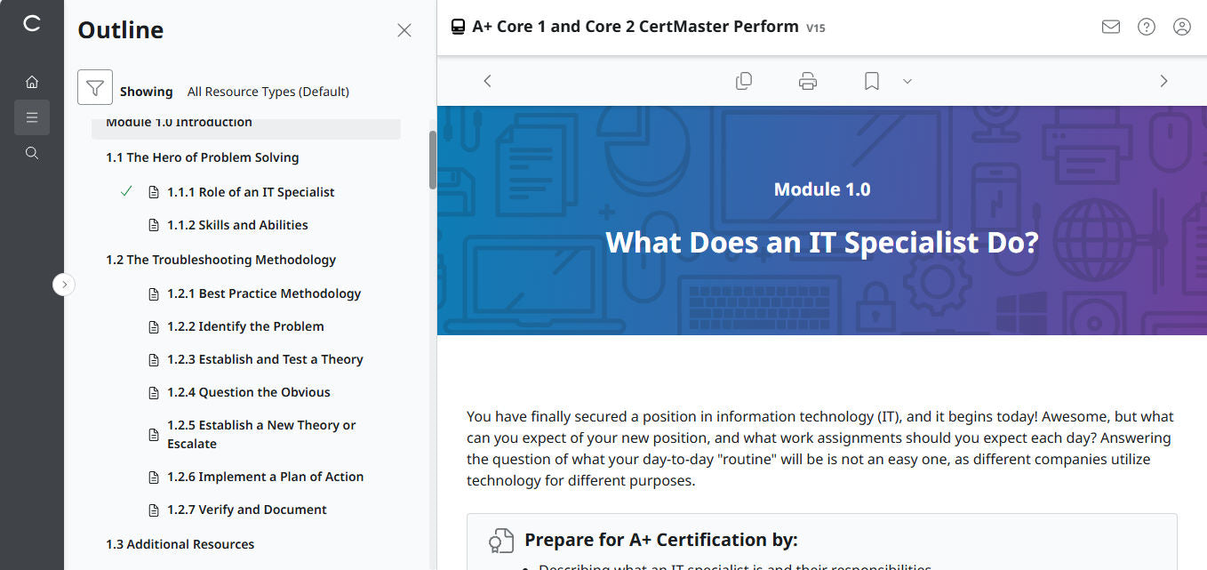 CompTIA A+ Core 1 & 2 CertMaster Perform (V15) (4 Month Access)