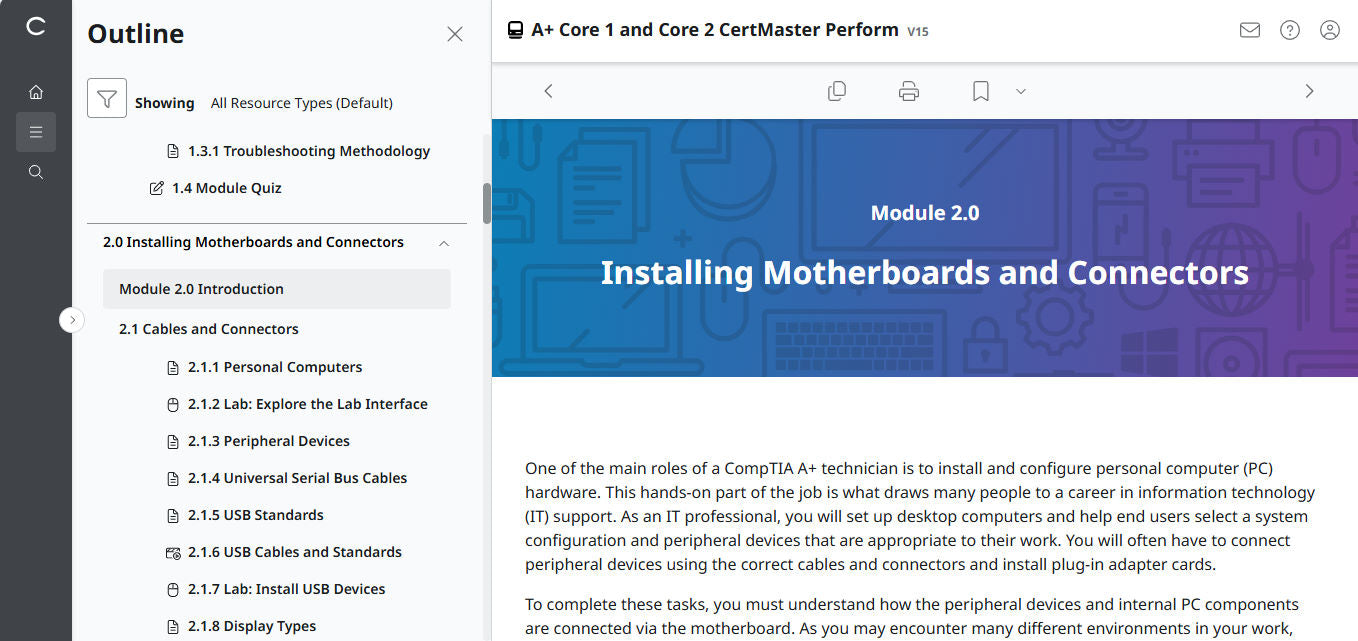 CompTIA A+ Core 1 & 2 CertMaster Perform (V15) (4 Month Access)