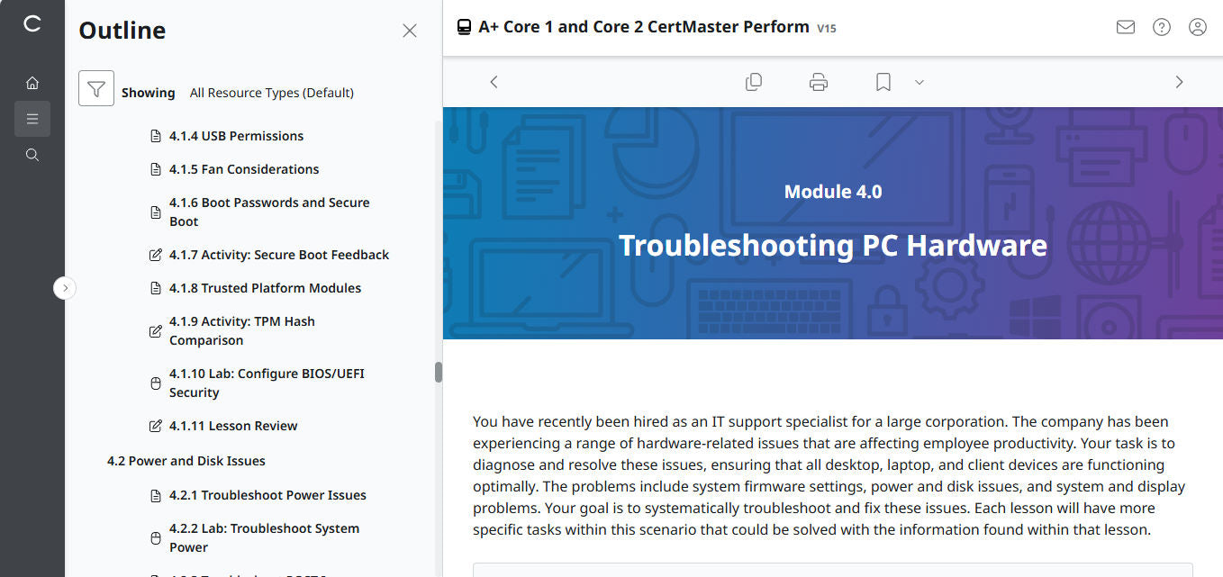 CompTIA A+ Core 1 & 2 CertMaster Perform (V15) (4 Month Access)