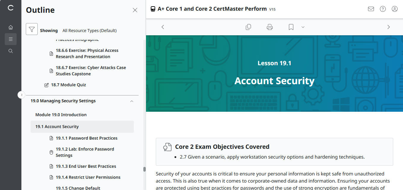 CompTIA A+ Core 1 & 2 CertMaster Perform (V15) (4 Month Access)