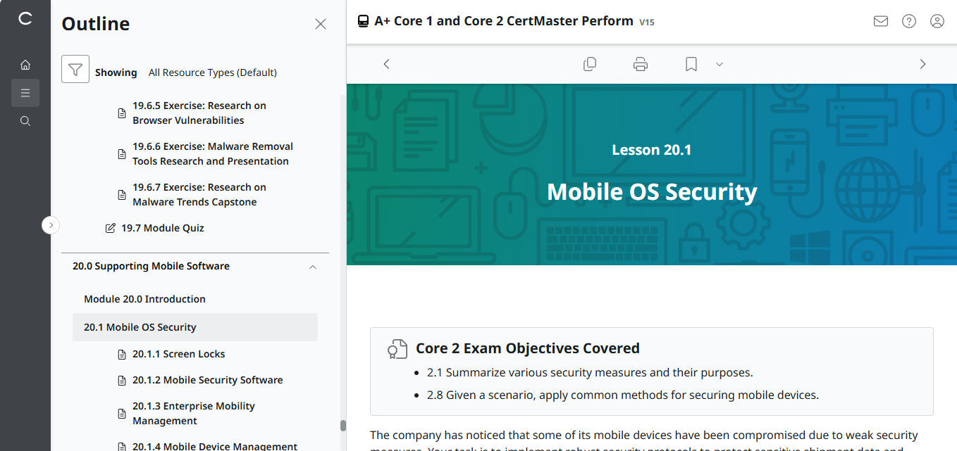 CompTIA A+ Core 1 & 2 CertMaster Perform (V15) (4 Month Access)