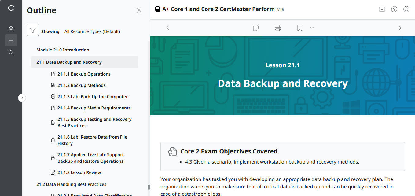 CompTIA A+ Core 1 & 2 CertMaster Perform (V15) (4 Month Access)