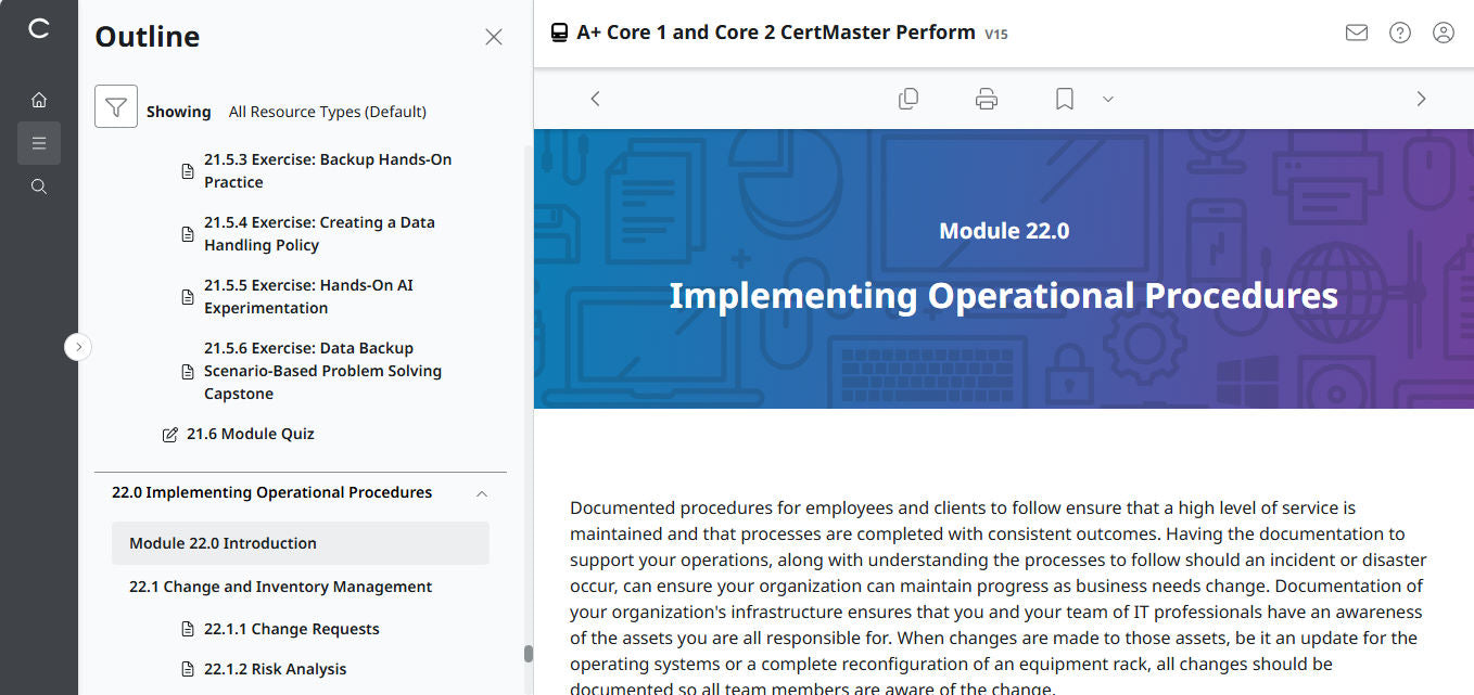 CompTIA A+ Core 1 & 2 CertMaster Perform (V15) (4 Month Access)