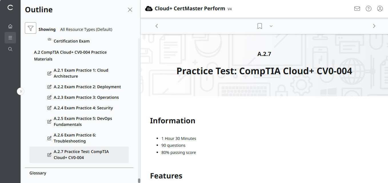 CompTIA Cloud+ CertMaster Perform (CV0-004) – 3ヶ月アクセス (🛒特別オファー)